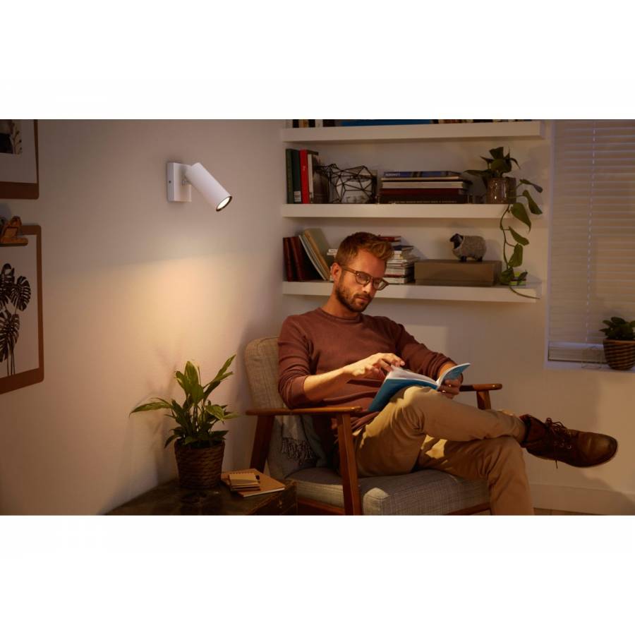 Spot Led Luminos Orientabil Cu Ambianta Calda Philips, Soclu Gu10, Flux 350 Lm, Alimentare 230 V, 50 60 Hz, Ip20, Putere 5 W (5.5w), Alb