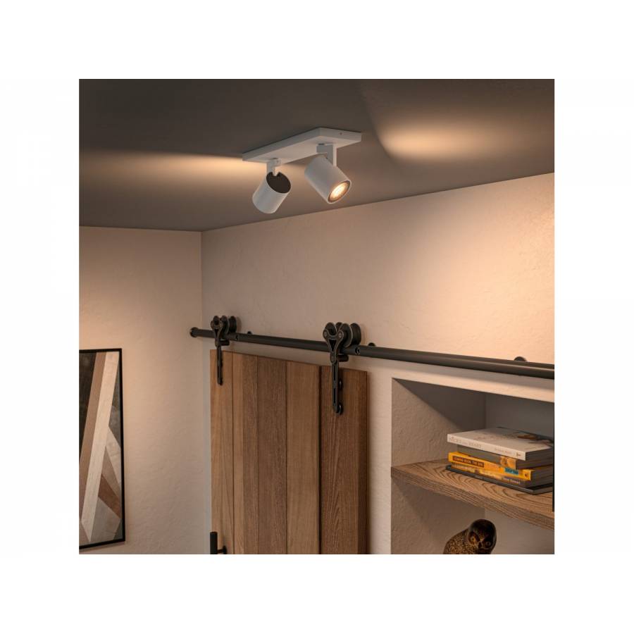Spot Philips Tip Dublu Cu Ambianta Alba, Control Bluetooth / Bridge, Led Integrat, Variator Inclus, 700 Lm, 5 W, Ip20, 15000 Ore, Modern, Alb