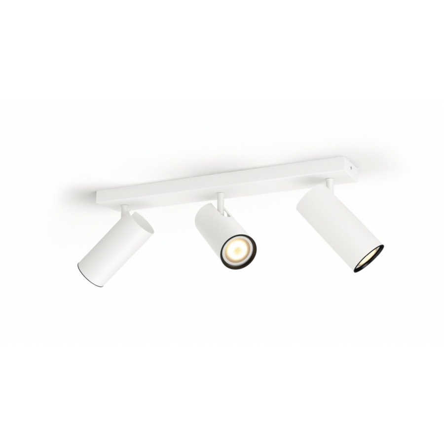 Spot Reglabil Led Luminos Philips  Triplu Cu Ambianta Alba, Led Gu10, Material Metal, Montare Clickfix, Stil Modern, 750 Lm, 5 W, Ip20, Alb