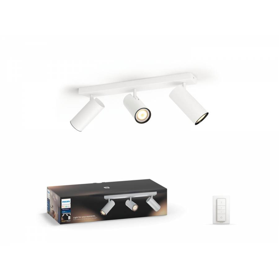 Spot Reglabil Led Luminos Philips  Triplu Cu Ambianta Alba, Led Gu10, Material Metal, Montare Clickfix, Stil Modern, 750 Lm, 5 W, Ip20, Alb