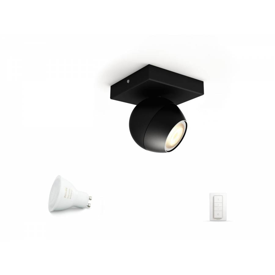 Spot Unic Luminos Philips Cu Led Gu10, Intrerupator Inclus, Autonomie 15000 Ore, 250 Lm, Putere Bec 5.5w (max 10w), Lumina Rece, Negru