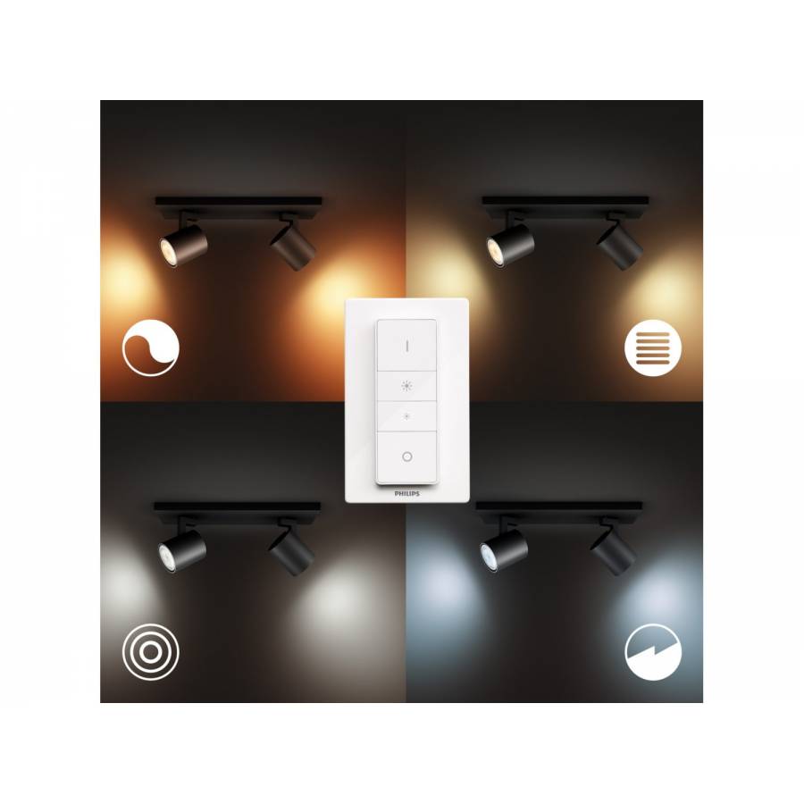 Spoturi Led Gu10 Philips Ambianta Alba, Bridge Si Bluetooth, 700 Lm, Autonomie 15000 Ore, 5 W, Protectie Ip20, 2200 6500 K, Negru