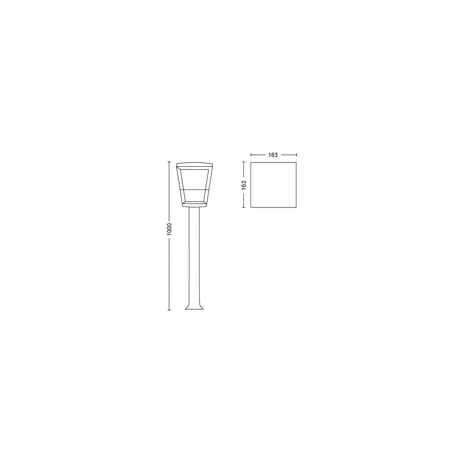 Stalp De Iluminat Philips Pentru Exterior, Material Sticla/aluminiu, Ip44, Contemporan, Eyecomfort, 2000 - 6500 K, 15 W, Impantare, Negru