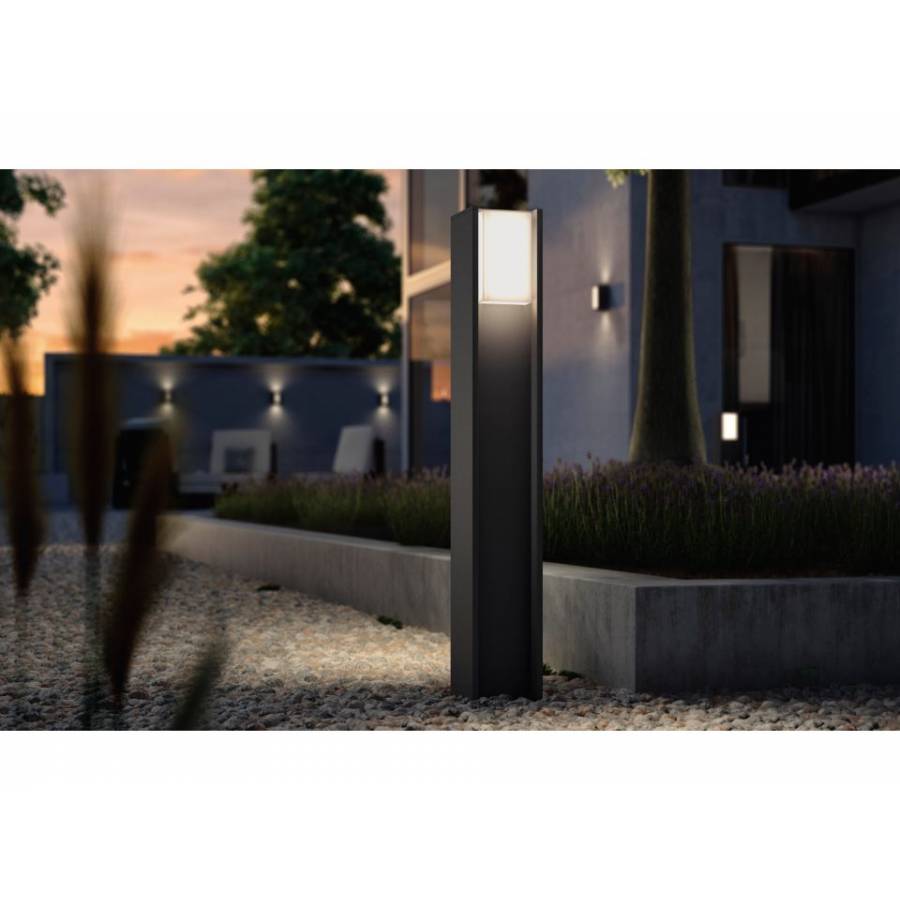 Stalp Led Philips Exterior, Intensitate Reglabila, Ip44, Lumina Alb, 806 Lm, Autonomie 25000 Ore, Putere Bec 9w, Culoare Gri