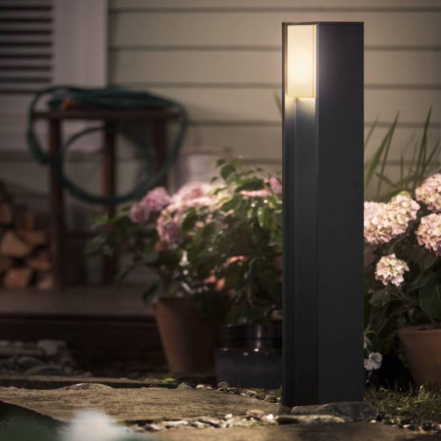 Stalp Led Philips Exterior, Intensitate Reglabila, Ip44, Lumina Alb, 806 Lm, Autonomie 25000 Ore, Putere Bec 9w, Culoare Gri