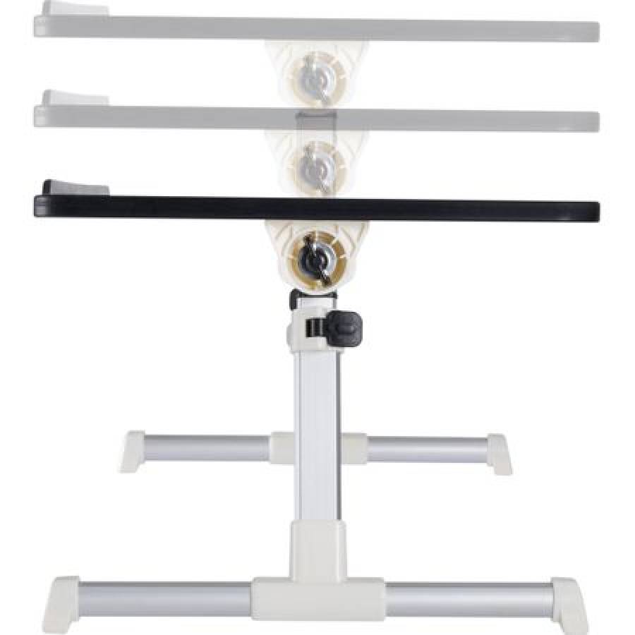 Stand Multifunctional Pentru Laptop/notebook Klausstech, Ventilator Inclus, Picioare Din Aluminiu, Inaltime Ajustabila, Picioare Antiderapante, Design Compact, Usor De Depozitat Si Instalat, Alb&argintiu