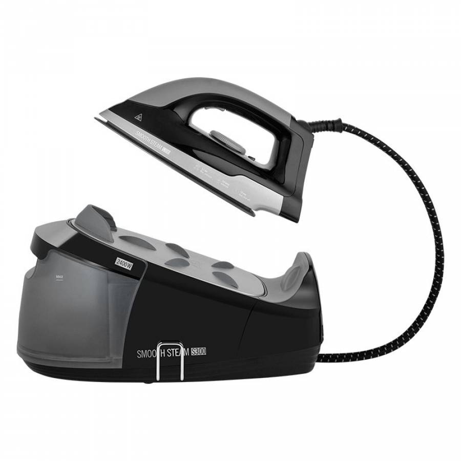 Statie De Calcat Cu Aburi, 2400 W, Talpa Ceramica, Reglarea Temperaturii 70° C - 225° C, Presiune Max. 3,5 Bari Indicator Luminos, Capacitatea Rezervorului 1,2 L, Maner Ergonomic, Design Modern, Negru