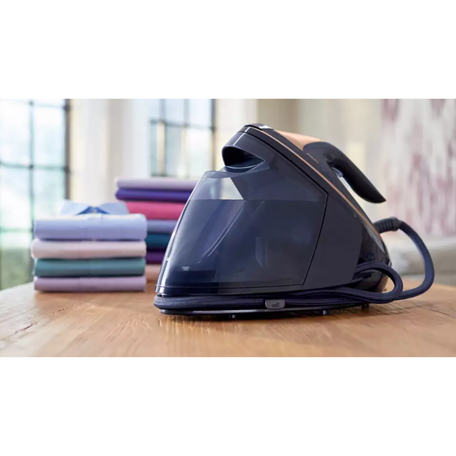 Statie Philips Calcat Profesionala Cu Aburi Perfectcare, Tehnologie Activesense, Jet De Abur 750 G, Alimentare 3100w, 1800 Ml, Talpa Cu Racire Rapida, Incalzire In 2min, Negru