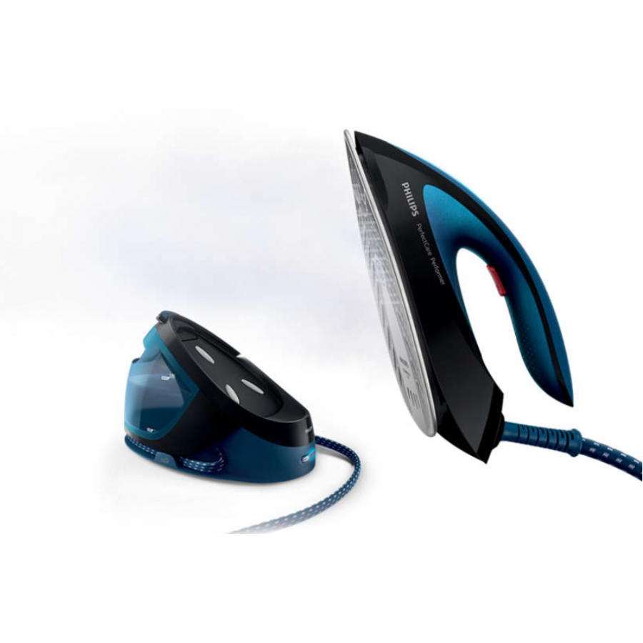 Statie Philips De Calcat Cu Abur Perfectcare Performer, Presiune De 6.5 Bar, Jet De Abur 420 G, Rezervor De Apa 1.8 L, Tehnologie Optimaltemp, Procesor Smart Control, Pompa Silentioasa, Albastru/negru