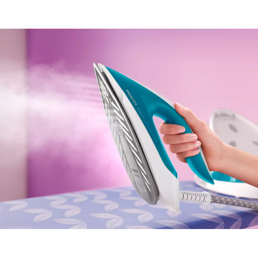 Statie Philips De Calcat Cu Abur Tehnologie Perfectcare Compact Plus, Rezervor Detasabil De 1.5 L , Blocare De Siguranta, Presiune 6.5 Bar, Jet De Abur 430 G, Talpa Steamglide, 2400 W, Albastru/alb