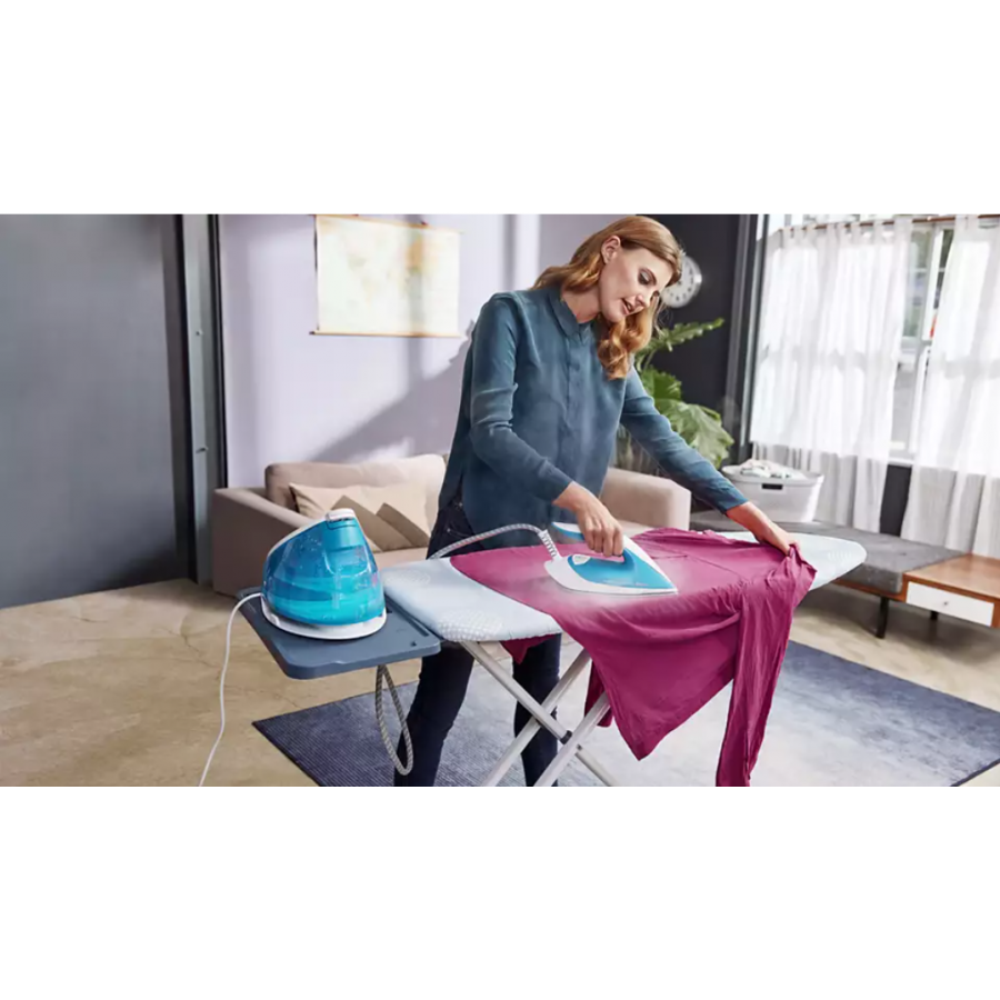Statie Philips De Calcat Cu Abur Tehnologie Perfectcare Compact Plus, Rezervor Detasabil De 1.5 L , Blocare De Siguranta, Presiune 6.5 Bar, Jet De Abur 430 G, Talpa Steamglide, 2400 W, Albastru/alb
