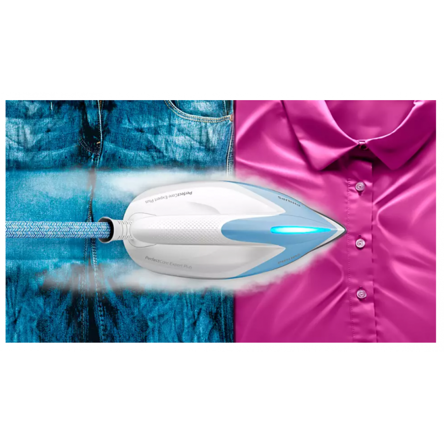 Statie Philips De Calcat Perfectcare Expert Plus Cu Abur, Presiune Max. 7,5 Bari, Jet De Abur 480 G, Rezervor Apa 1.8 L, 2100 W, Tehnologie Optimaltemp, Steamglide Advanced, Indicator Luminos, Alb/albastru