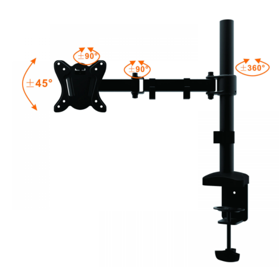Suport Pentru Monitor ,  Reglabil Suporta Inclinare Pe Orizontala Si Verticala, 13-27 Inch , Cu Surub De Prindere Masa Sau Birou