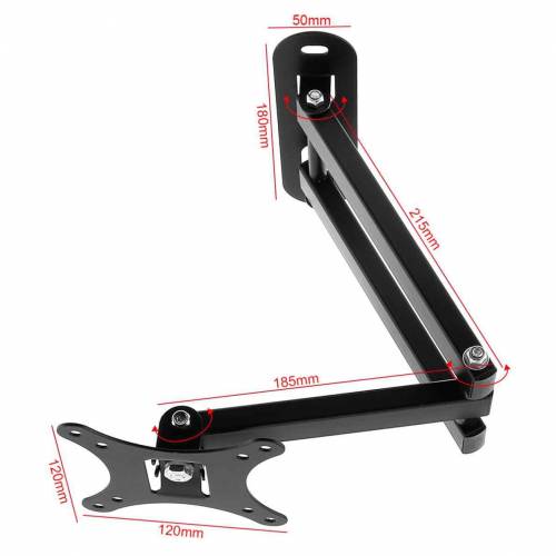 Suport Tv De Perete Klausstech, Diagonala Cuprinsa Intre 10 - 26, Brat Reglabil, Suporta Pana La 10 Kg, Compatibilitate Vesa 100 X 100, Instalare Usoara, Design Compact, Material Metal, Negru