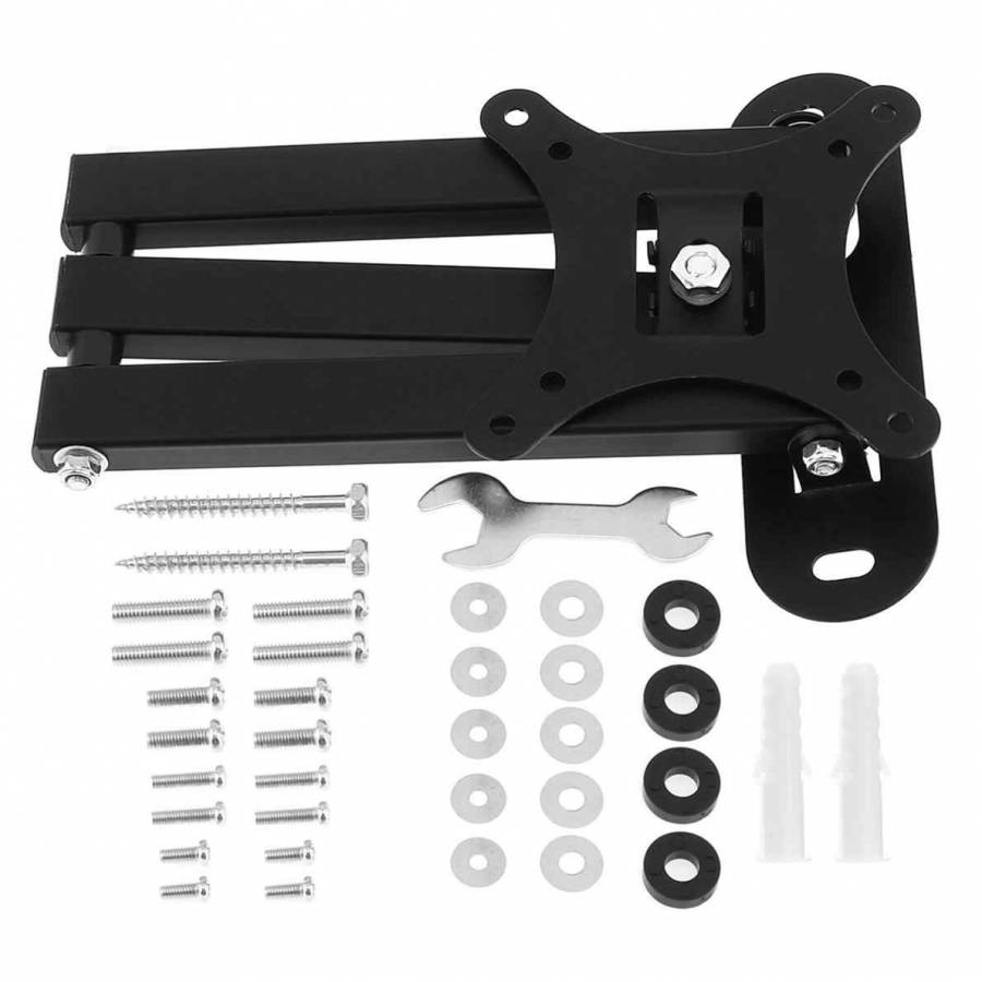 Suport Tv De Perete Klausstech, Diagonala Cuprinsa Intre 10 - 26, Brat Reglabil, Suporta Pana La 10 Kg, Compatibilitate Vesa 100 X 100, Instalare Usoara, Design Compact, Material Metal, Negru