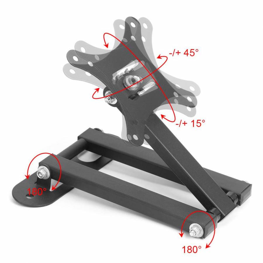 Suport Tv De Perete Klausstech, Diagonala Cuprinsa Intre 10 - 26 Inch, Brat Reglabil, Suporta 40 Kg, Instalare Rapida, Design Compact, Metal, Negru