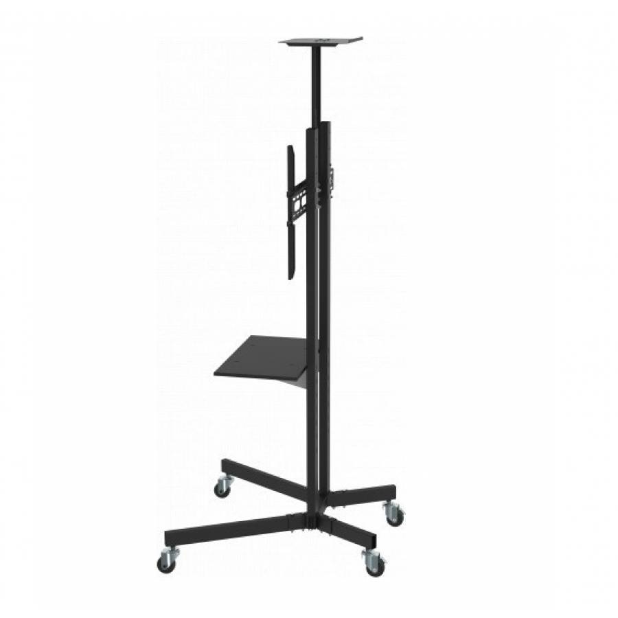 Suport Tv Deplasabil 23 - 80, Inaltime Ajustabila 1.65 - 2 M, Raft Dvd, Greutate Maxima Tv 50 Kg,  Greutate Max Dvd 10 Kg, Negru