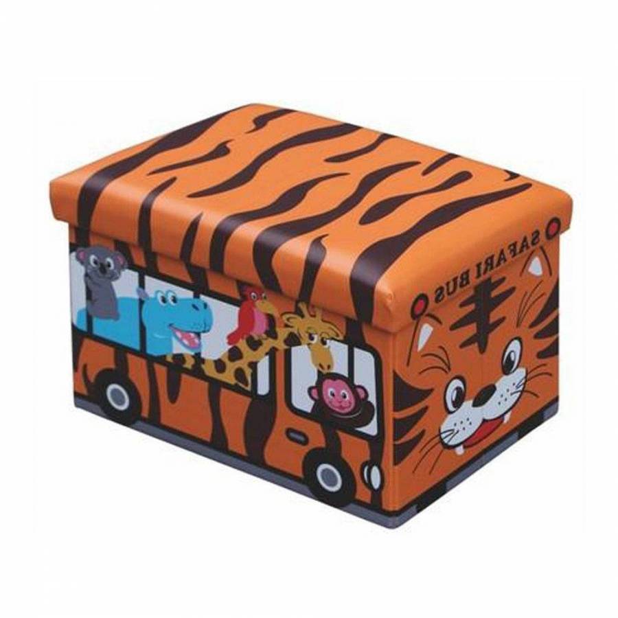 Taburet Multifunctional Cu Spatiu De Depozitare Klausstech, Capac Tapitat, Capacitate Maxima Suportata 150 Kg, Capac Moale Si Confortabil, Ideal Pentru Camera Copilului, Design Modern, Portocaliu