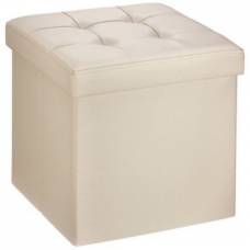 Taburet Pliabil Cu Spatiu Pentru Depozitare Klausstech, Sezut Cu Burete, Pliabil Si Extrem De Compact, Dimensiuni 38 X 38 X 38 Cm, Design Ergonomic, Bej