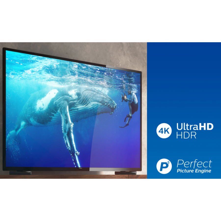 Televizor Philips Smart Tv Led 4k Uhd, Diagonala 178 Cm, Hdr 10+ Acceptat, 3840 X 2160, 16:9, Simplyshare/oglindire Ecran, Quadcore, Ecran Lat, Negru
