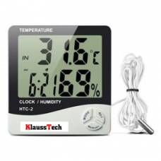 Termometru Meteo Klausstech Profesional Cu Higrometru Digital Interior Si Exterior, Precizie De Afisare A Temperaturii 0.1 C, Afisare Temperatura In Grade Celsius Si Farenheit, Culoare Alb