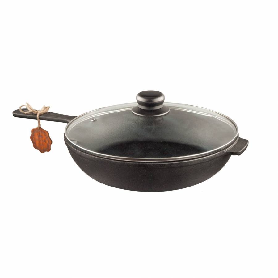 Tigaie Adanca Din Fonta Maysternya, Cu Capac Sticla, 26 X 6 Cm