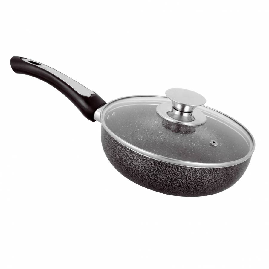 Tigaie Aluminiu Cu Teflon Marmorat, 26cm, Grunberg , Negru