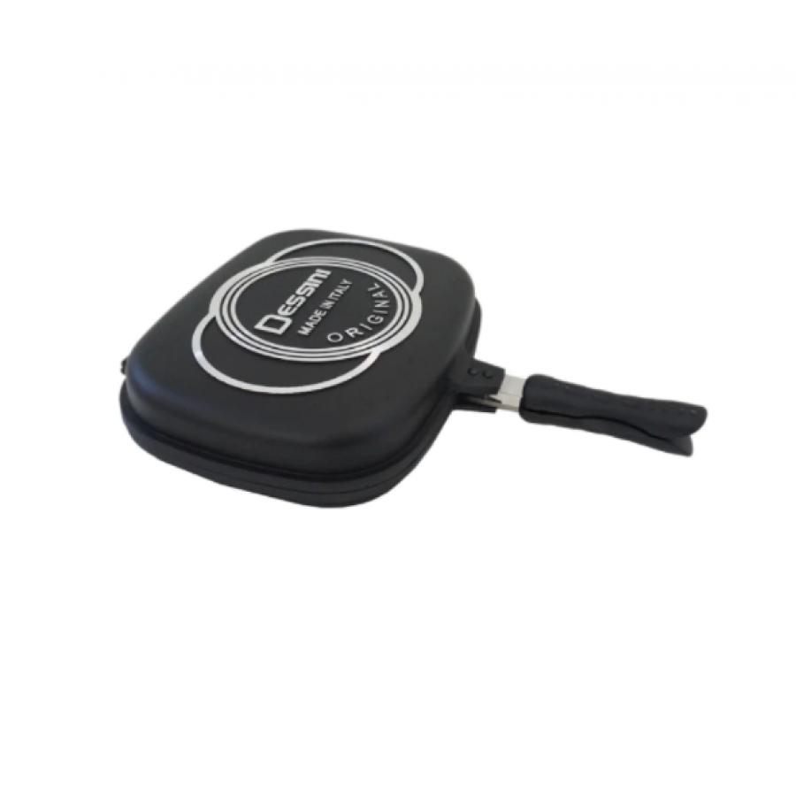 Tigaie Dubla, Antiaderenta, 32 Cm, Manere Cu Magnet, Rezistenta La Temperaturi Ridicate, Design Ergonomic, Negru