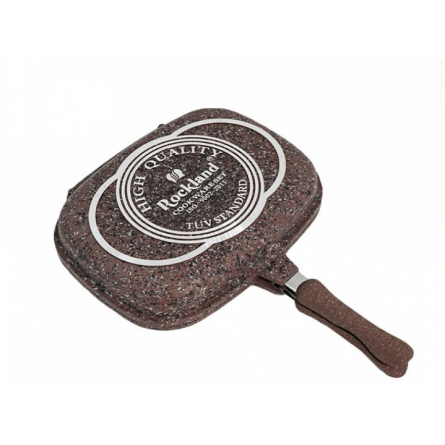 Tigaie Dubla, Antiaderenta, 32 Cm, Manere Ergonomice, Manere Cu Magnet, Rezistenta La Temperaturi Ridicate, Curatare Usoara, Design Ergonomic Maro