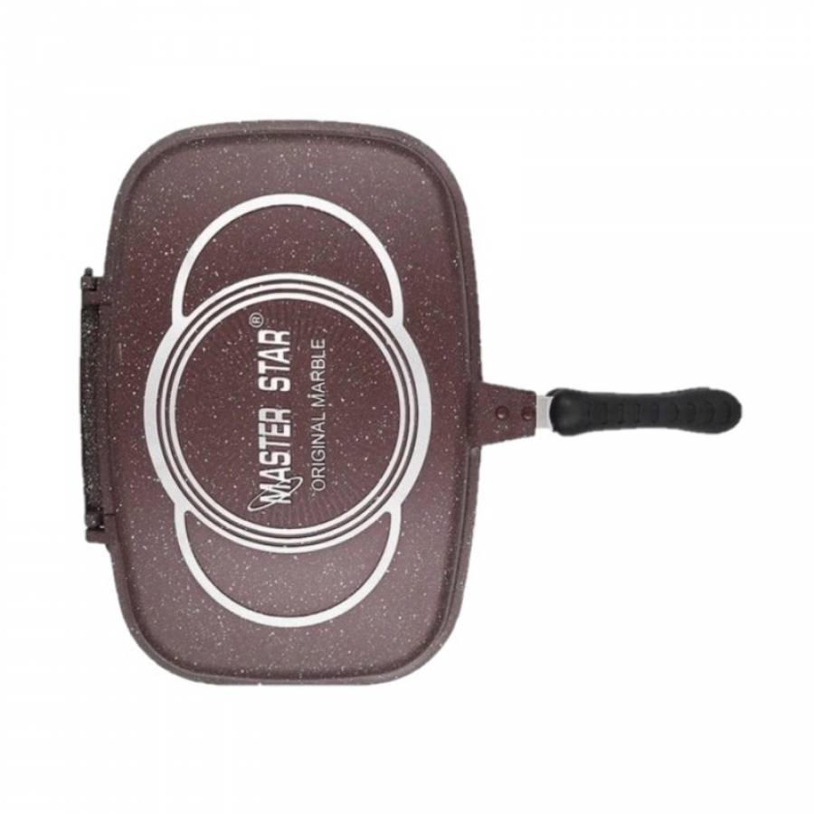 Tigaie Dubla, Antiaderenta, 36 Cm, Manere Ergonomice, Manere Cu Magnet, Rezistenta La Temperaturi Ridicate, Curatare Usoara, Maro