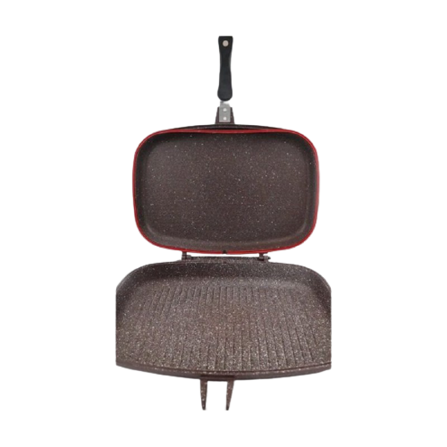 Tigaie Dubla, Antiaderenta, 36 Cm, Manere Ergonomice, Manere Cu Magnet, Rezistenta La Temperaturi Ridicate, Curatare Usoara, Maro