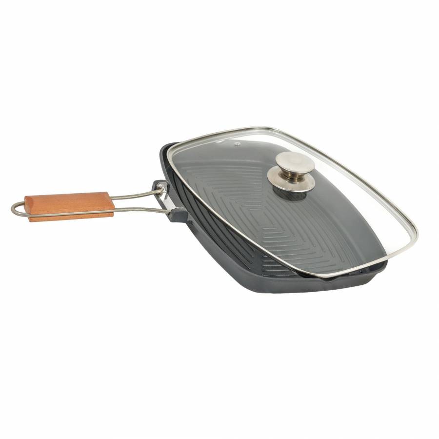 Tigaie Grill Aluminiu,cu Capac Grunberg , Baza Antiaderenta