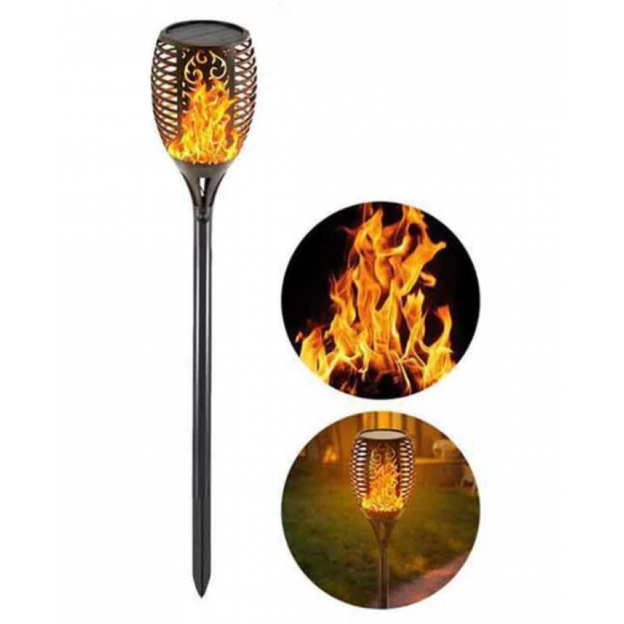 Torta KlaussTech Cu Baterie Solara, Efect De Flacara, Pornire/oprire Automata, Acumulator 1200 Mah, Rezistenta La Intemperii, Negru