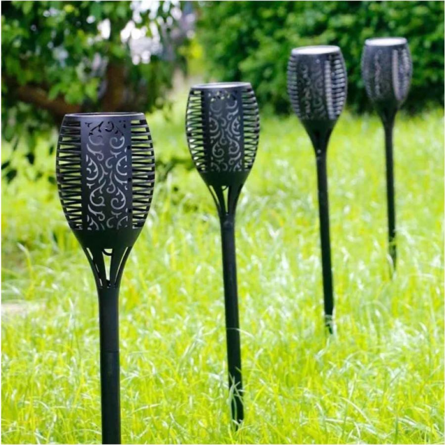 Torta KlaussTech Cu Baterie Solara, Efect De Flacara, Pornire/oprire Automata, Acumulator 1200 Mah, Rezistenta La Intemperii, Negru