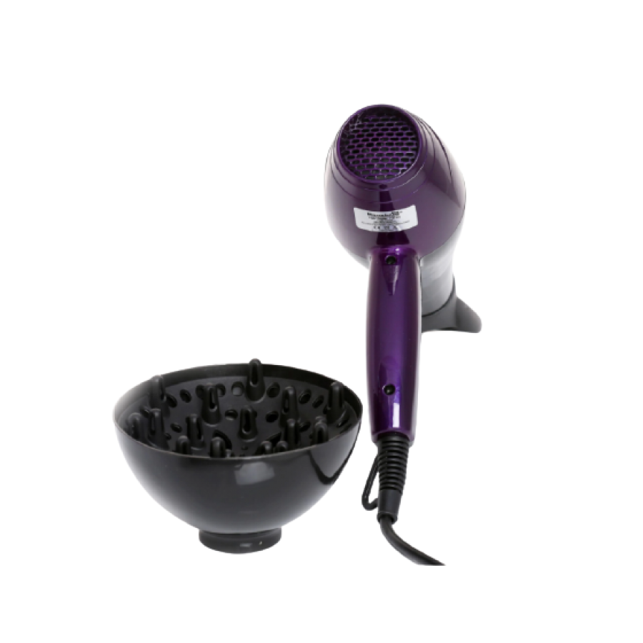 Uscator De Par Profesional, Putere 2000w, 3 Trepte De Temperatura, 2 Trepte De Viteza, Difuzor Inclus, Maner Ergonomic, Design Compact, Negru/mov