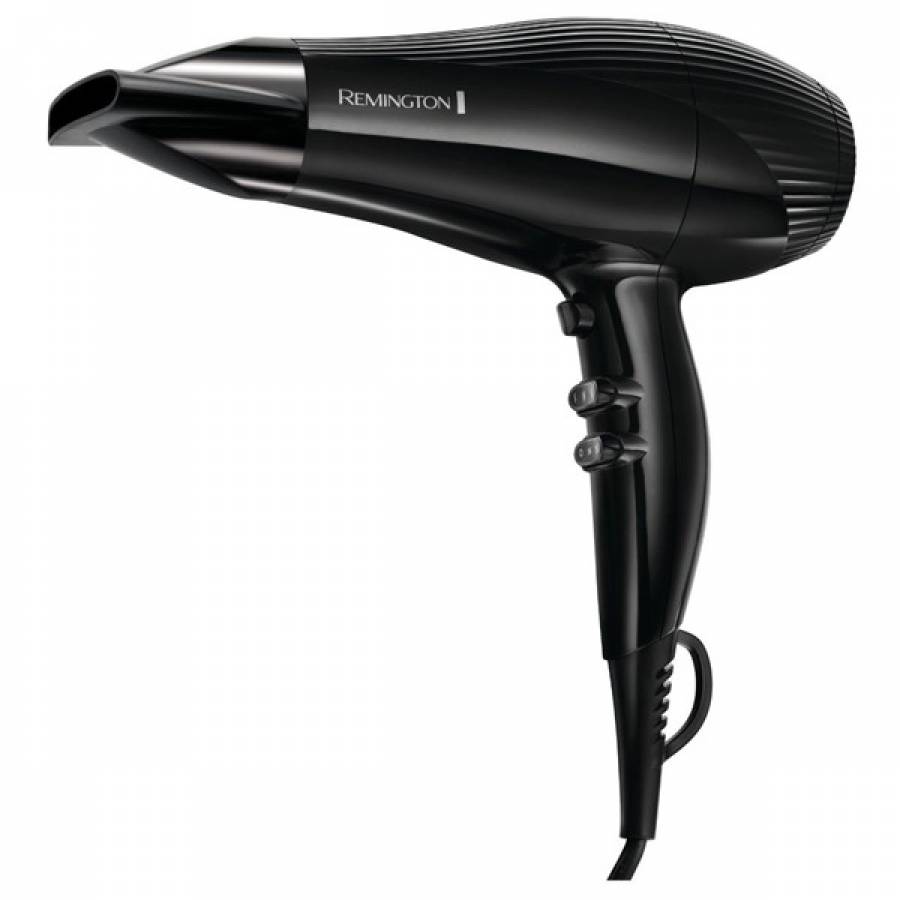Uscator De Par Profesional Remington Cu Motor Ac Cu Putere 2400 W,functie Generator De Ioni,functie Anti-static, 3 Nivele De Temperatura Si 2 Nivele De Viteza,concentrator Subtire 7mm, Cablu De 3 M, Negru