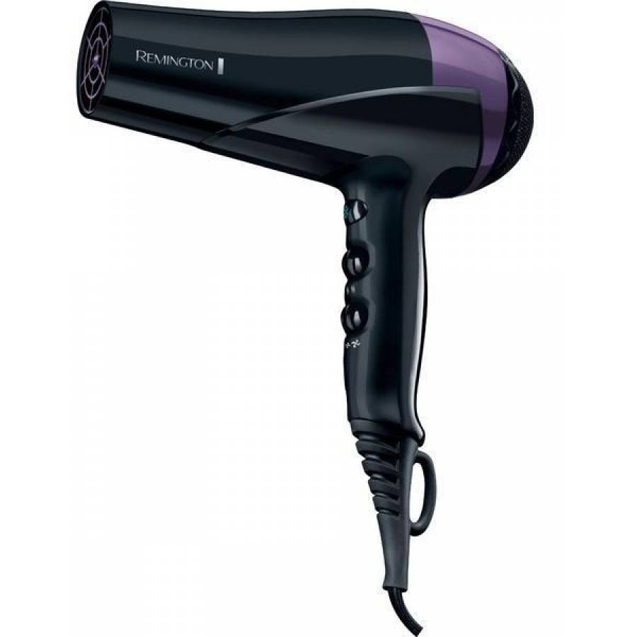 Uscator De Par Remington Colour Protect, Putere De 2200 W Pentru O Uscare Rapida,generator De Ioni , Protejare Impotriva Decolorarii,jet De Aer Rece ,concentrator , Grila Spate Detasabila, Negru/mov