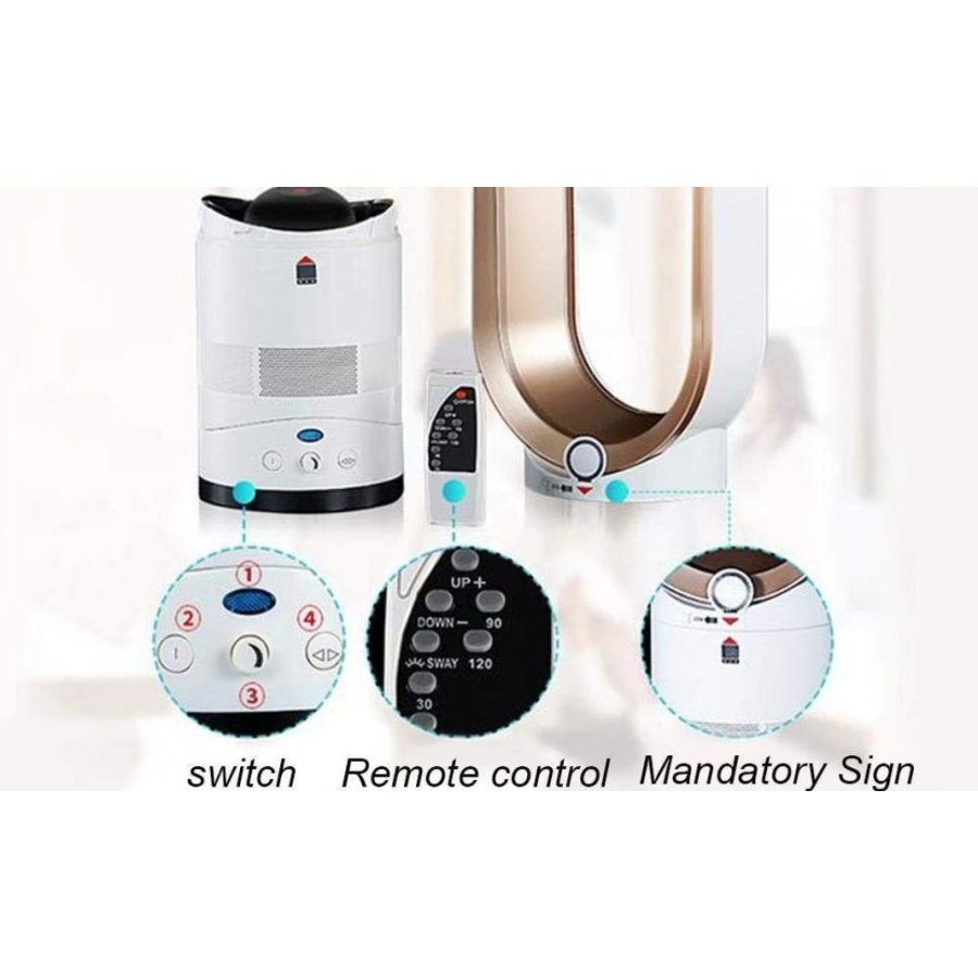 Ventilator Klausstech Fara Elice 35 Cm (14inch), Oscilare Automata, Functie Timer, Rotire 90 Grade, Buton Pornit/oprit, Telecomanda, Alb