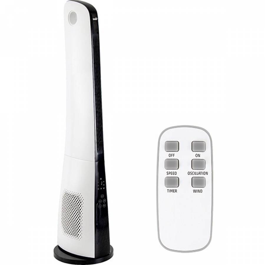 Ventilator Profesional Tip Stalp, Putere Mare De 45 W, Inaltime De 110 Cm, 3 Moduri De Functionare, Nivel De Zgomot 62 Db, Culoare Alb/negru