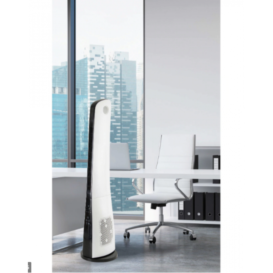 Ventilator Profesional Tip Stalp, Putere Mare De 45 W, Inaltime De 110 Cm, 3 Moduri De Functionare, Nivel De Zgomot 62 Db, Culoare Alb/negru