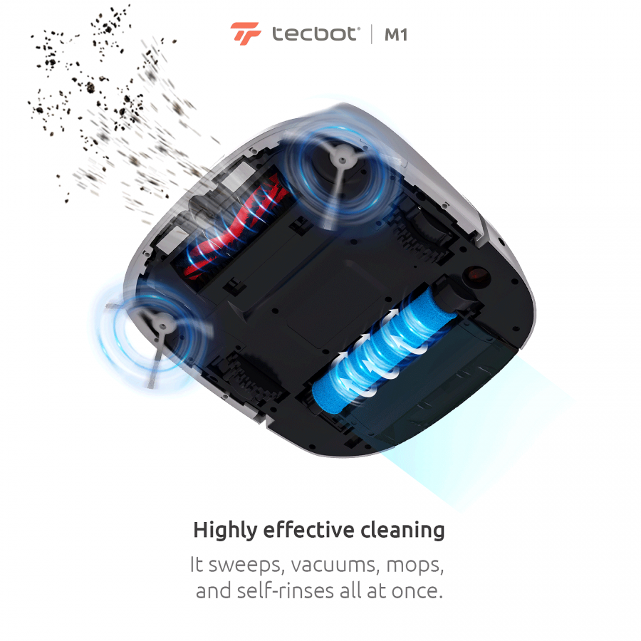 Tecbot M1  Aspirator Robot Cu Spalare Auto Clatire Rolamop Negru