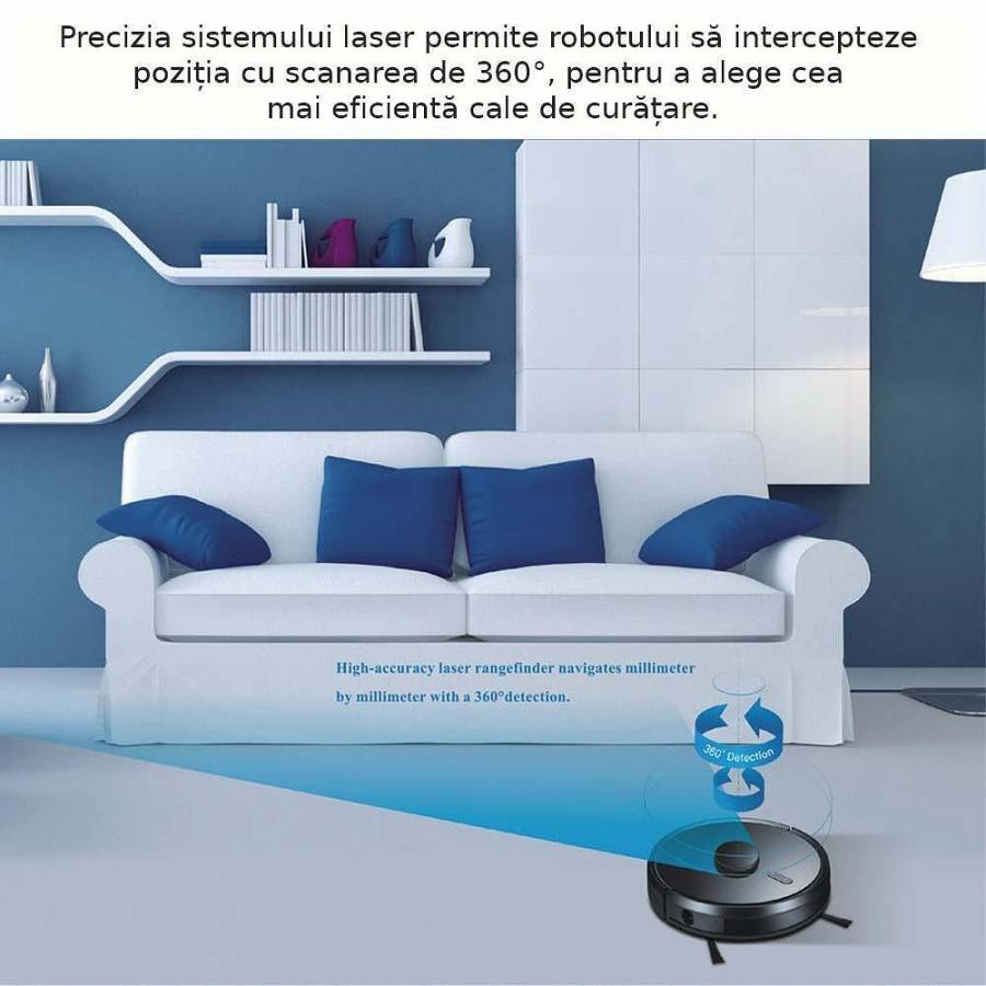 Magnum Uv  Aspirator Robot Cu Mop Sterilizare Lampa Uvc Negru