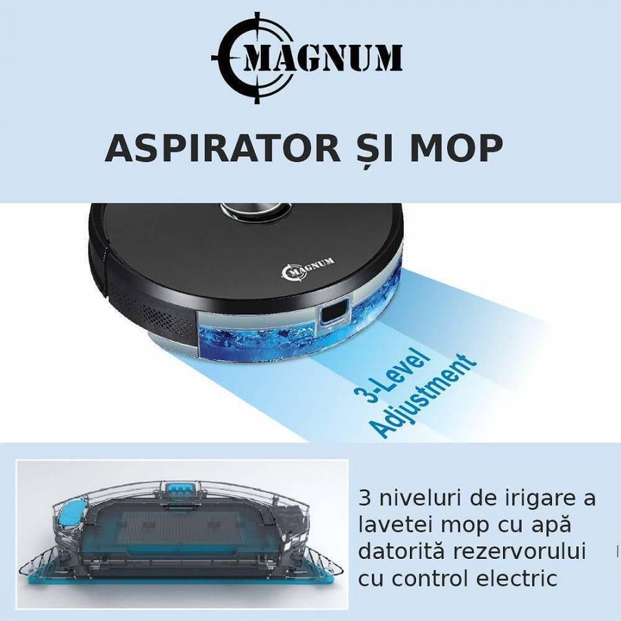 Magnum Uv  Aspirator Robot Cu Mop Sterilizare Lampa Uvc Alb