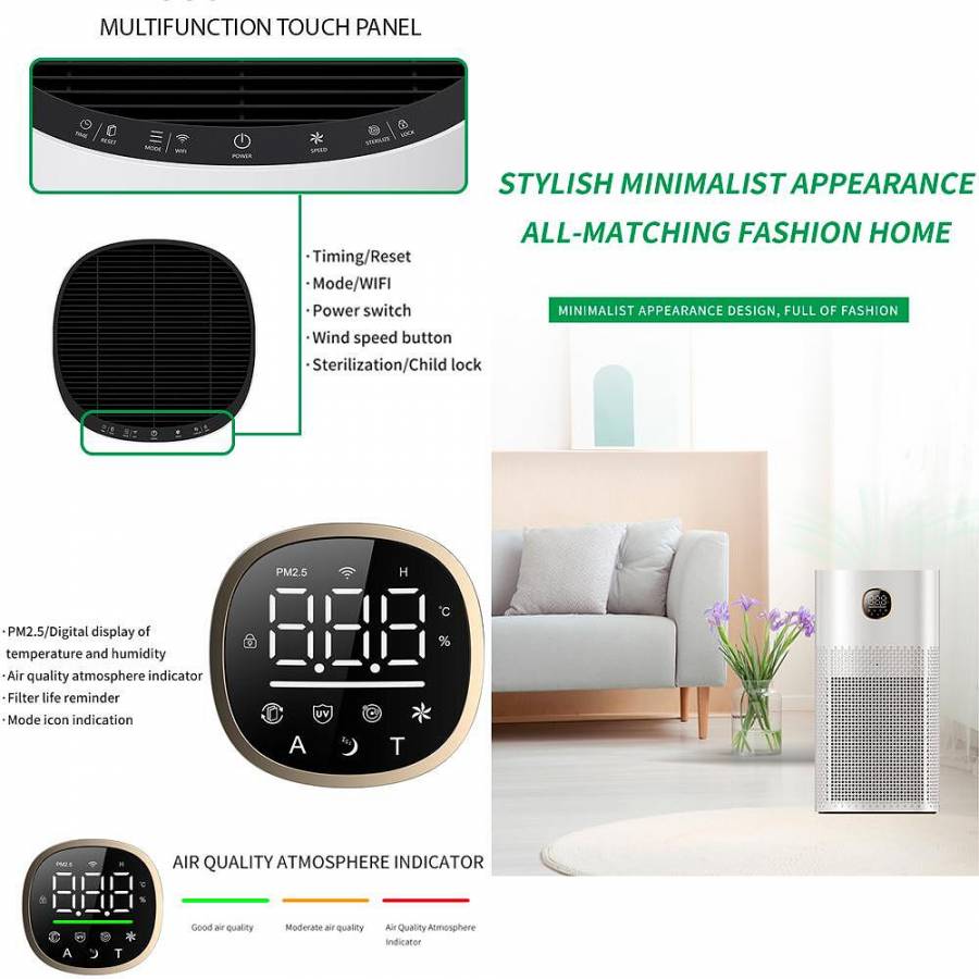 Oberon 520 Wifi pana La 62 M2  Purificator De Aer  Negru