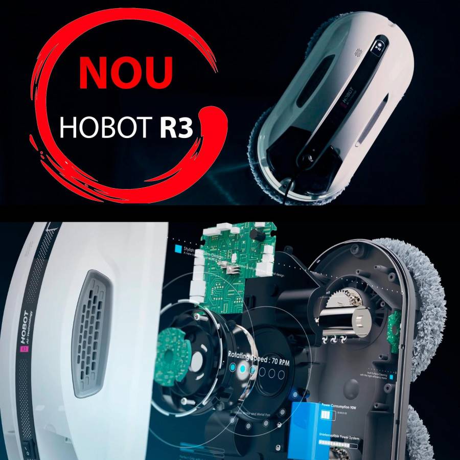 Hobot R3  Robot Curatare Geamuri Cu 2 Pulverizatoare Aplicatie Mobila Ups incorporat Voce Creativa Memento