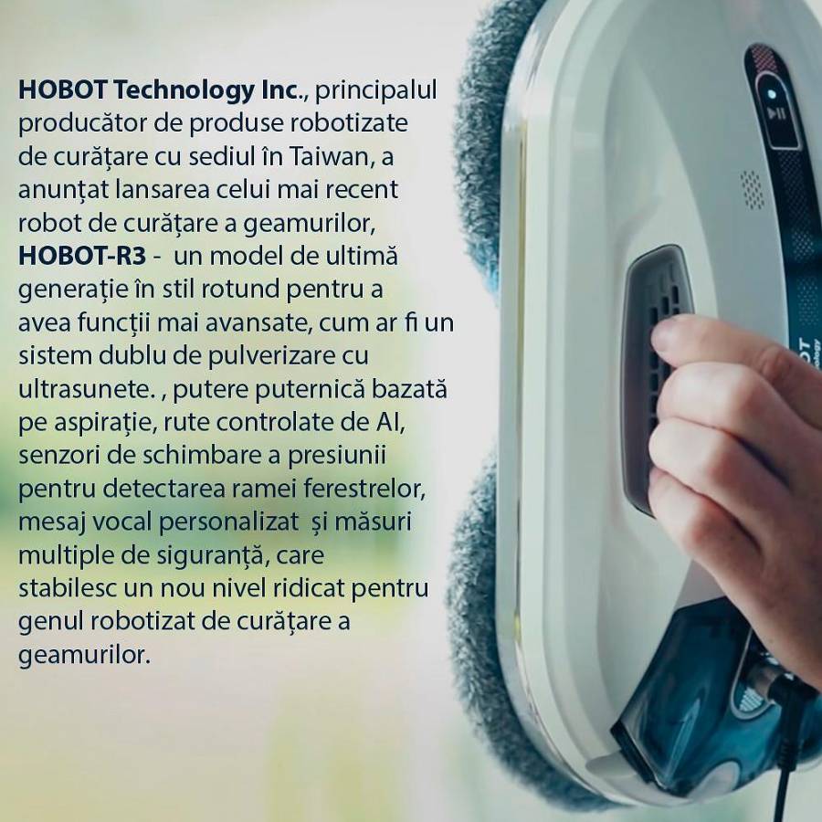 Hobot R3  Robot Curatare Geamuri Cu 2 Pulverizatoare Aplicatie Mobila Ups incorporat Voce Creativa Memento