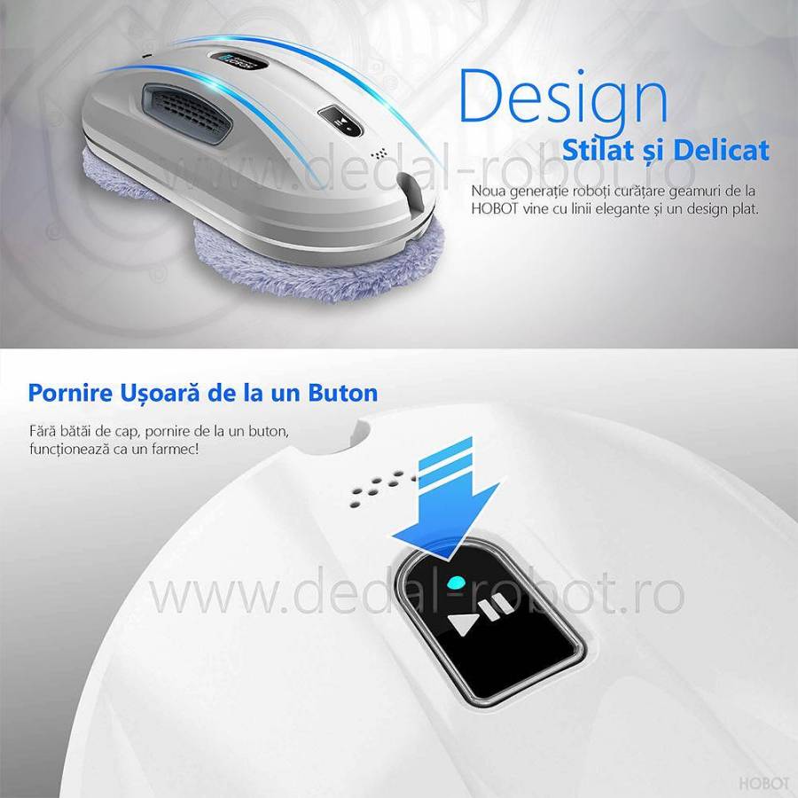 Hobot 368  Robot Curatare Geamuri Bluetooth Ups incorporat