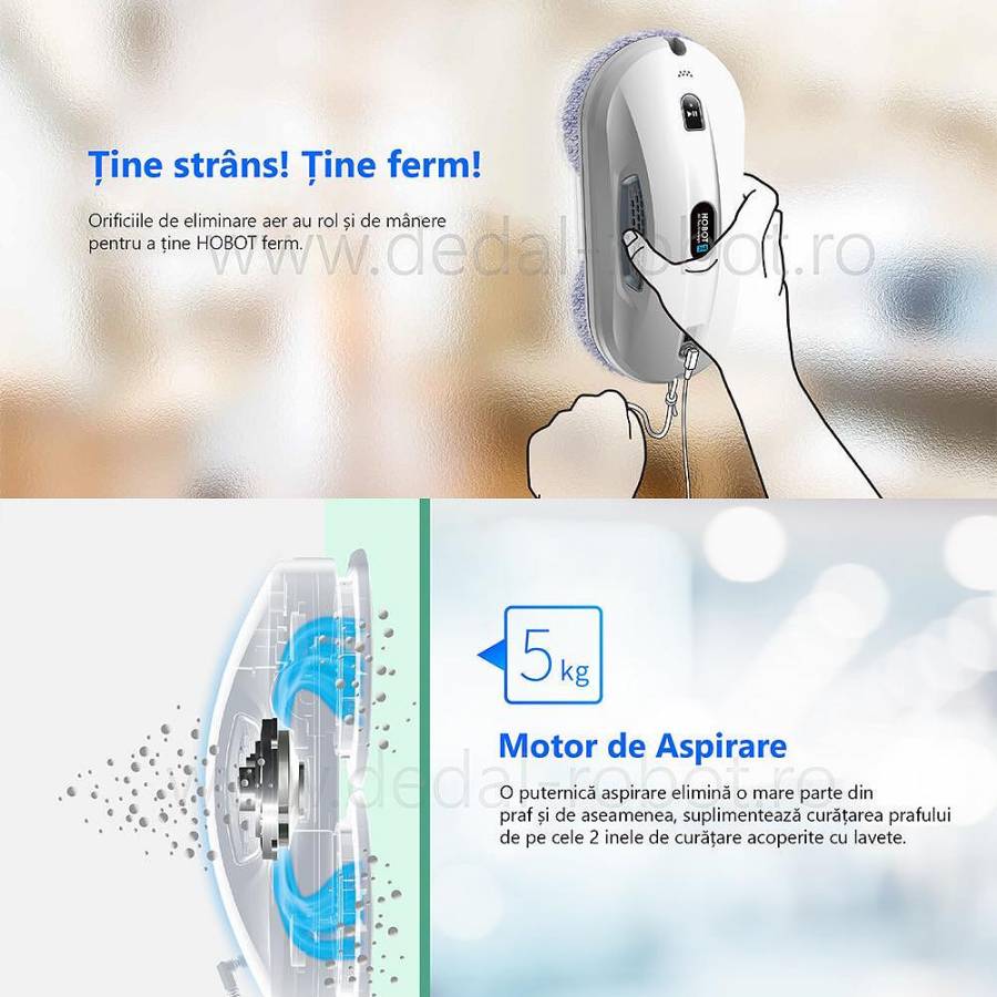 Hobot 368  Robot Curatare Geamuri Bluetooth Ups incorporat