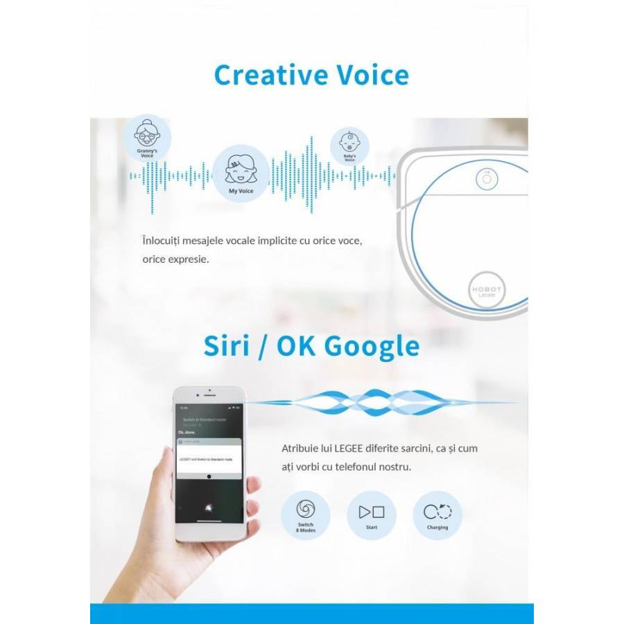 Hobot Legee 7 robot Aspirator Mop Harta 5g Si 24g Wifi Siri/ok Google Voce Creativa 2700 Pa