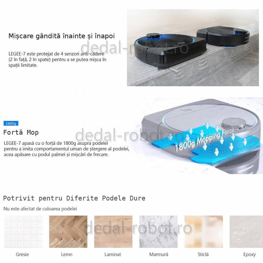 Hobot Legee 7 robot Aspirator Mop Harta 5g Si 24g Wifi Siri/ok Google Voce Creativa 2700 Pa